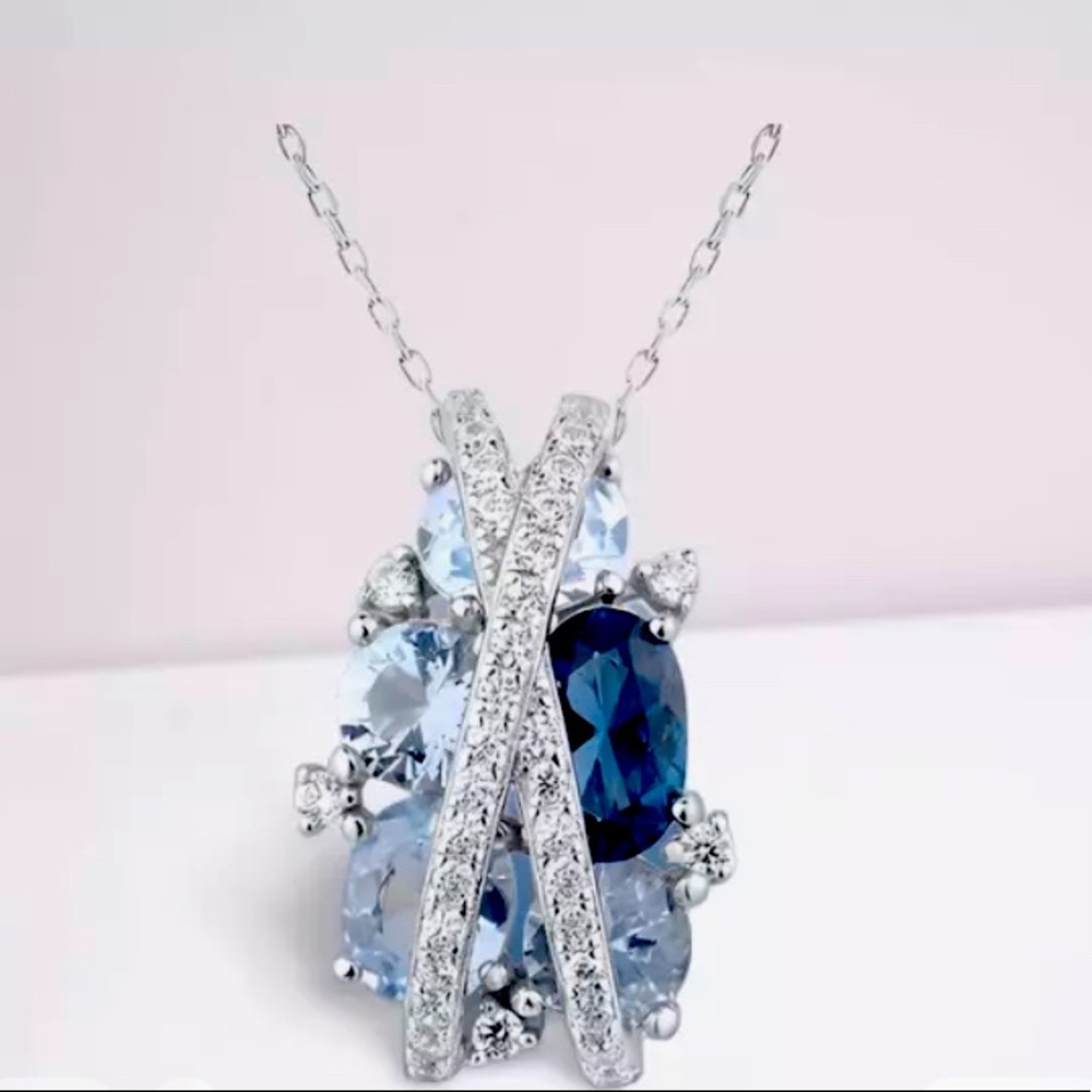 2/$35! Beautiful CZ sapphire and crystal necklace